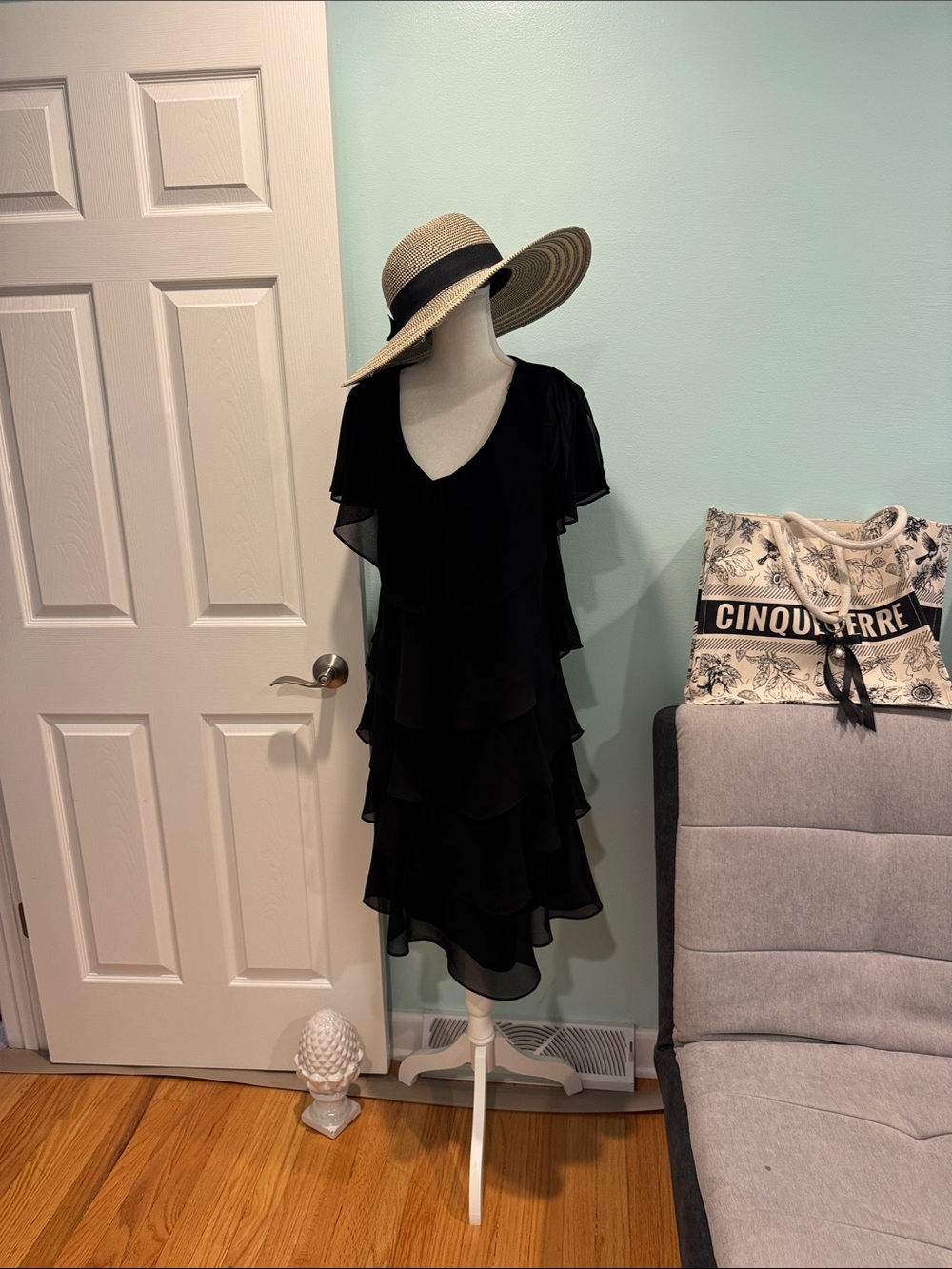 Black Tiered Chiffon Dress
